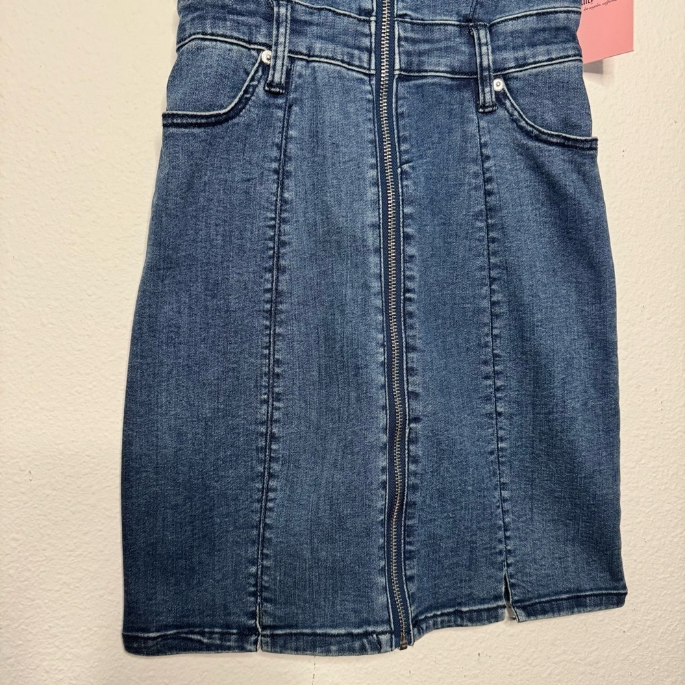 Juicy Couture Denim Sweetheart Neckline mini Dress dark Wash size XS NWT - Picture 4 of 11